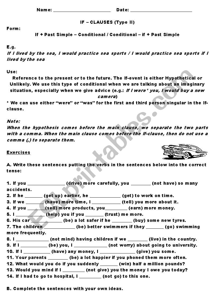 Conditionals_Type 2 worksheet