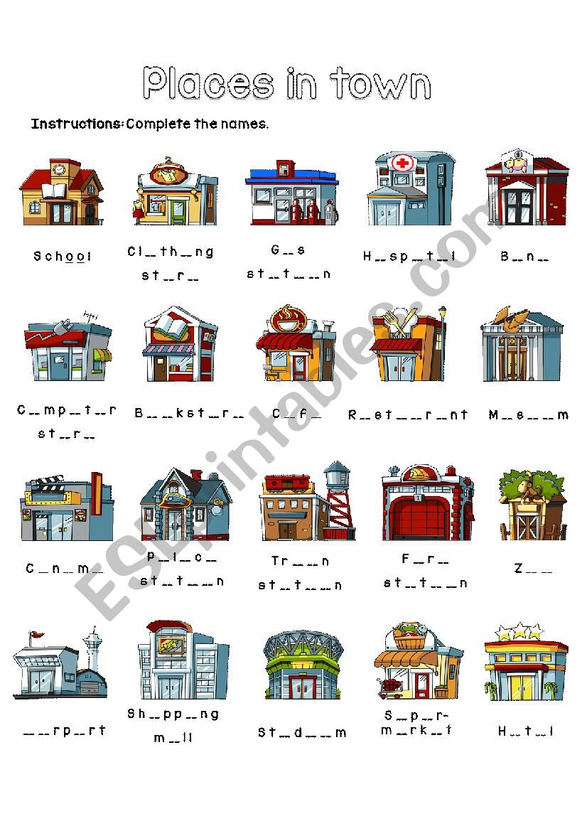 Places in Town worksheet