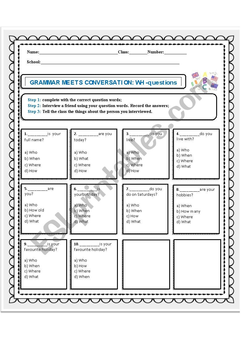 Conversation worksheet