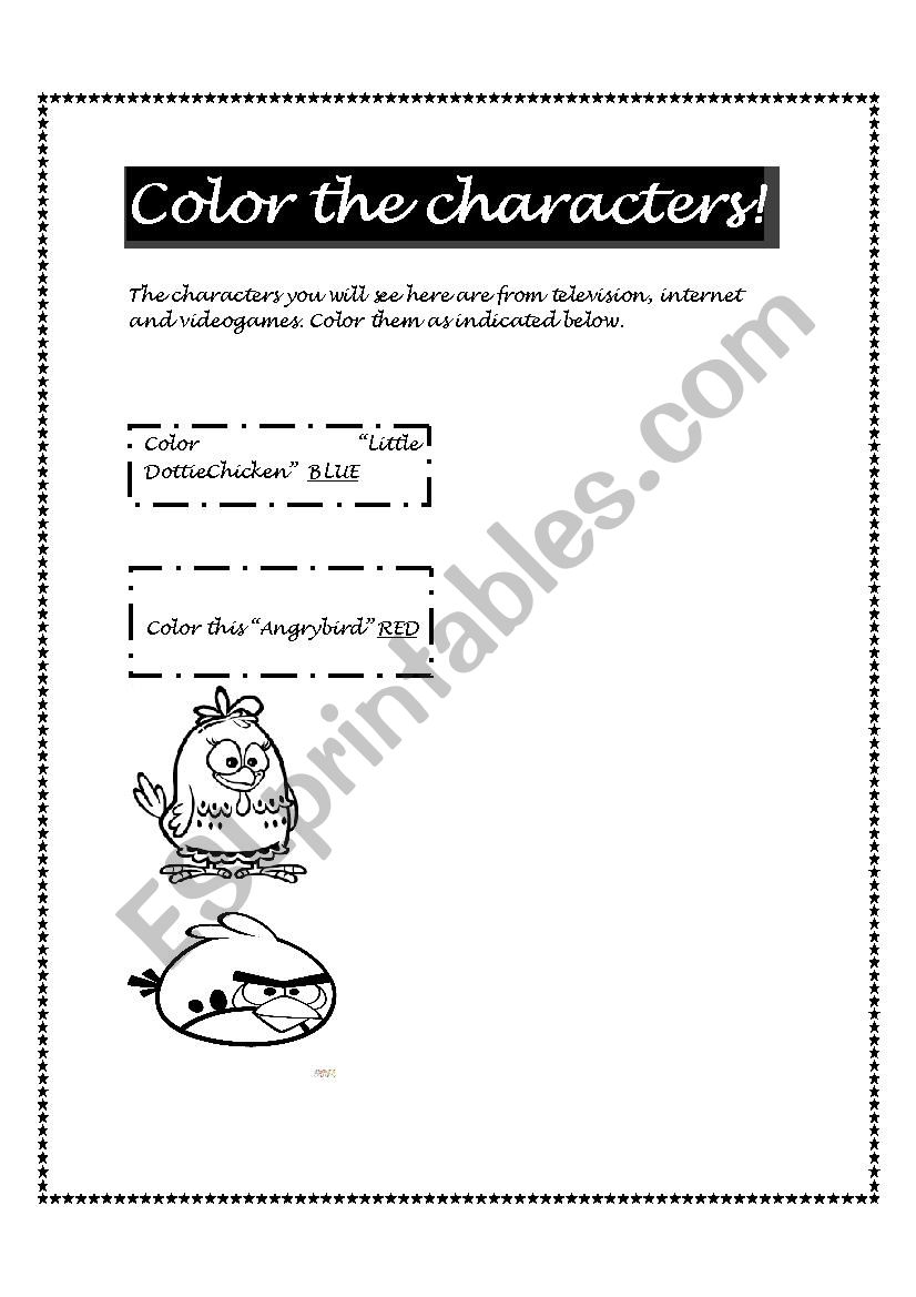 Color the characters worksheet