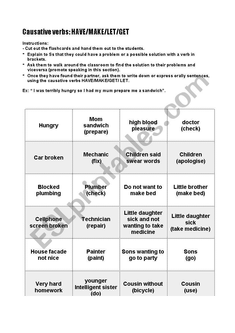 CAUSATIVES (HAVE-GET-MAKE) worksheet