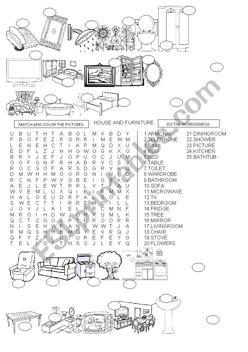 HOUSE AND FURNITURE worksheet