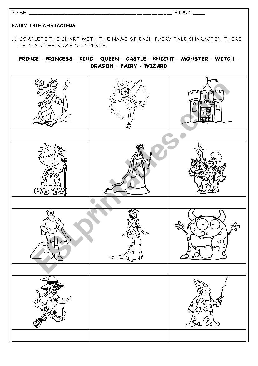 Fairy Tales Characters worksheet