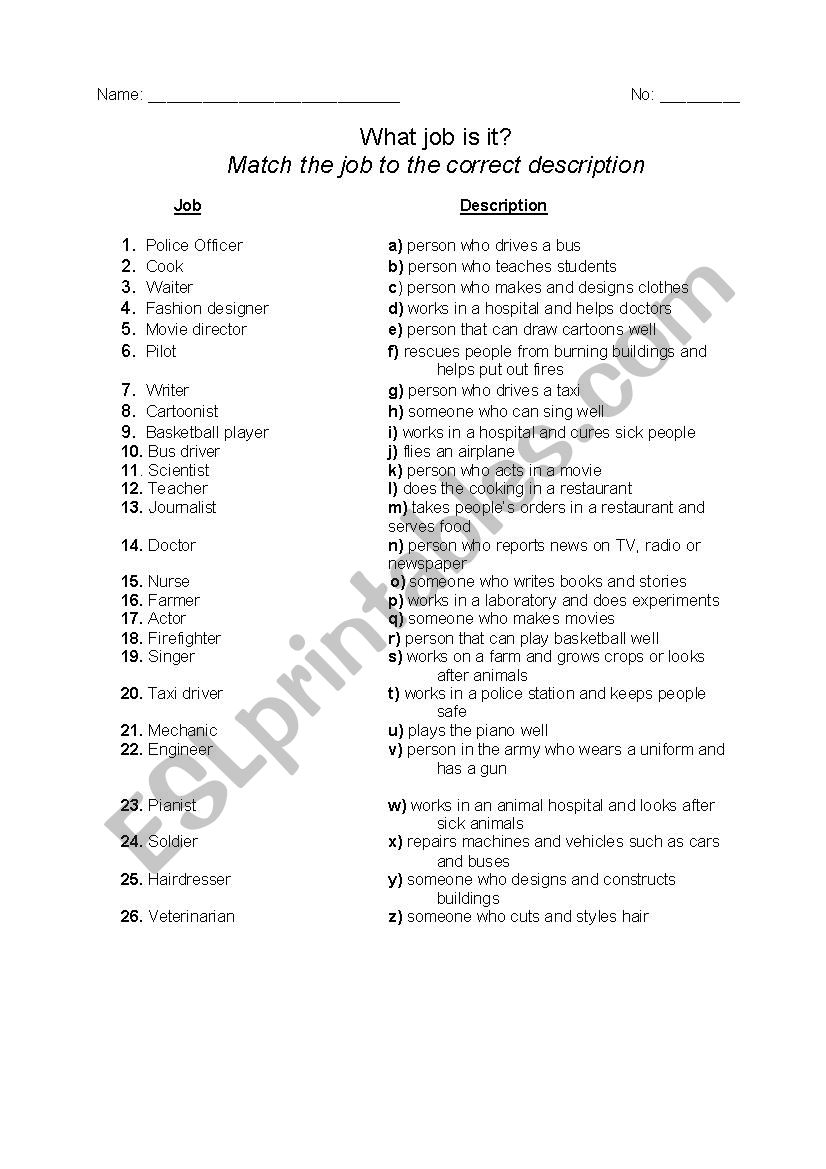 Job worksheet