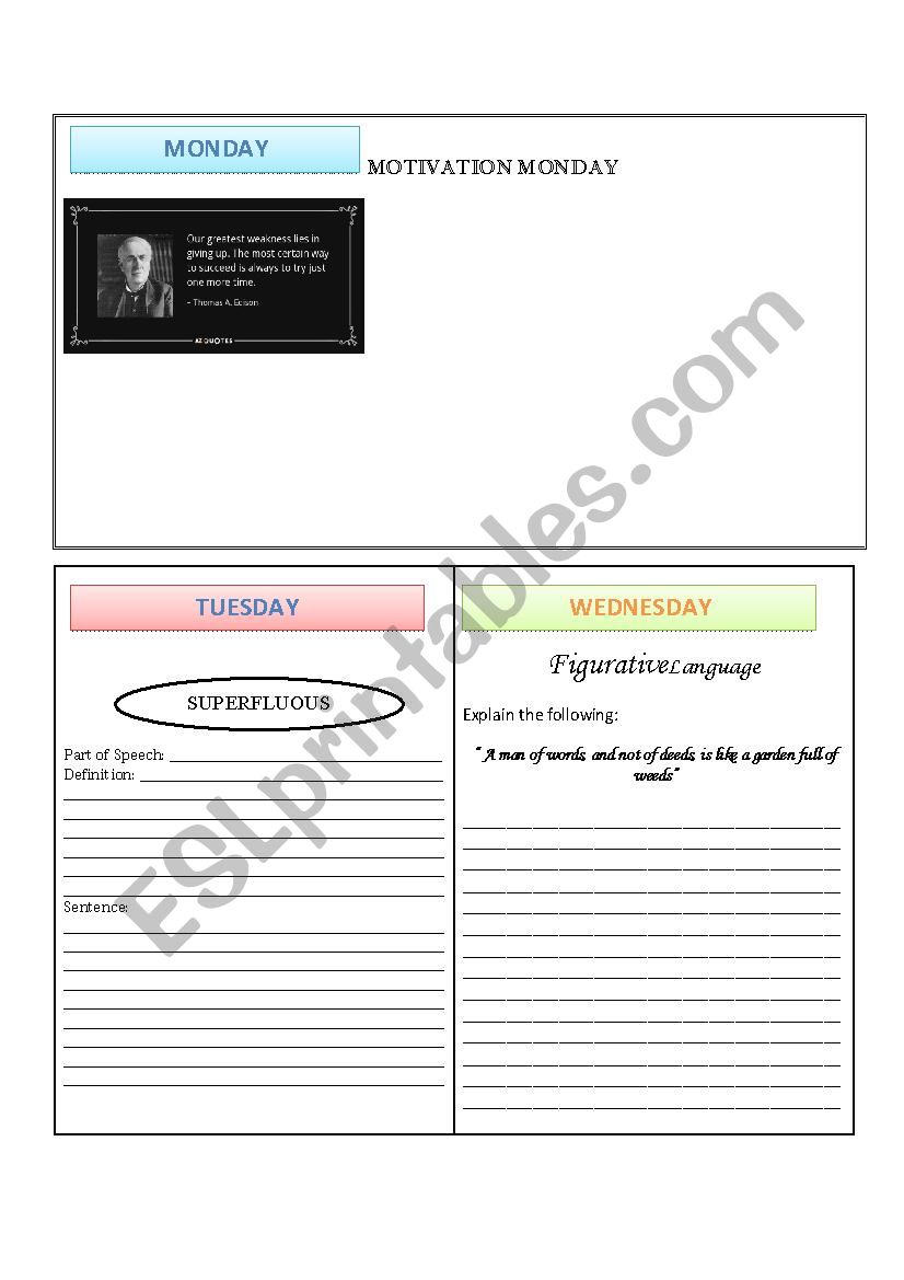 Bell-Ringer Journals (3) worksheet