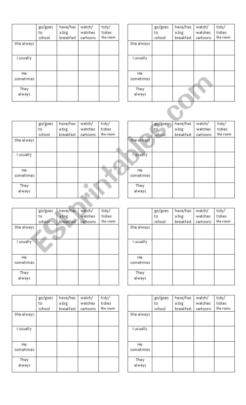 Battleship simple present worksheet