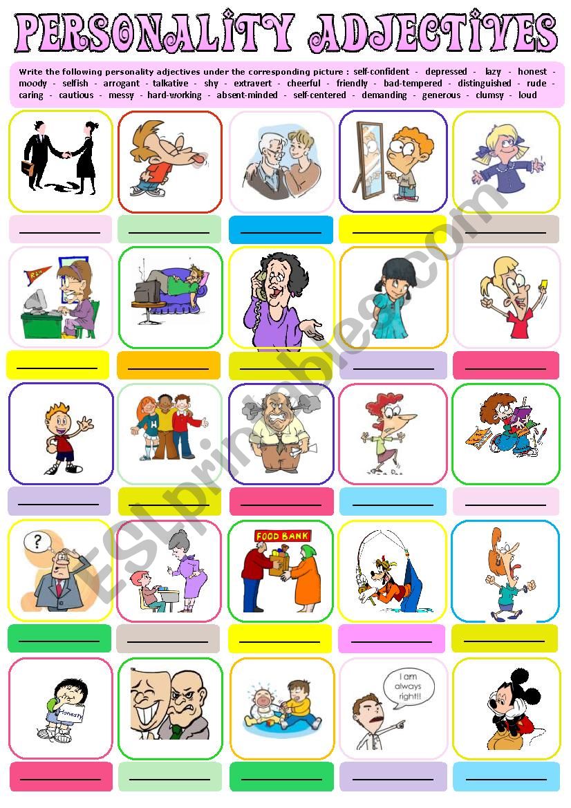 Personality  VOCABULARY + Key worksheet