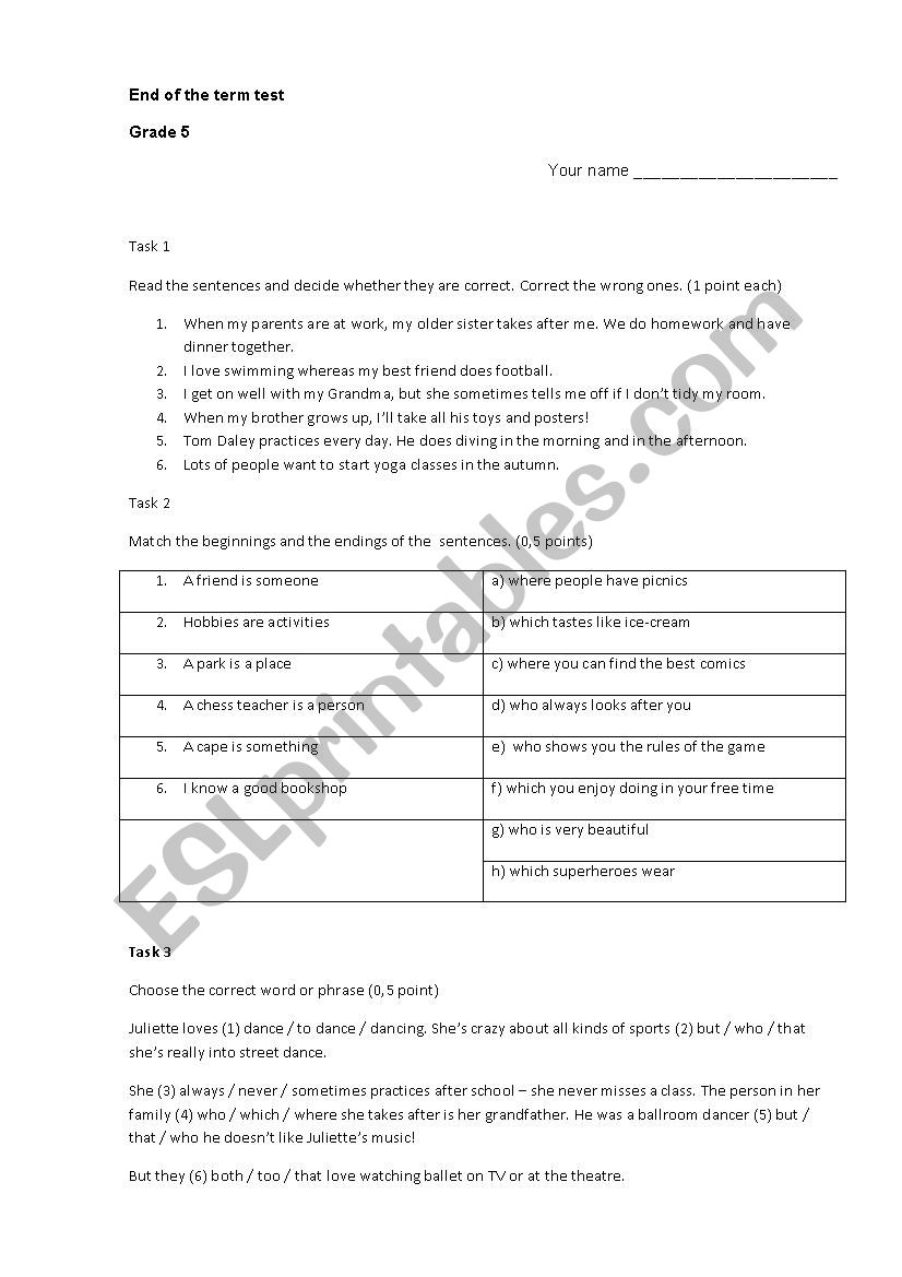 Global English progress test worksheet