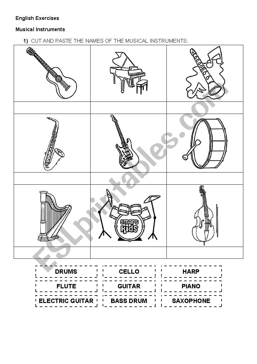 Musical instruments worksheet