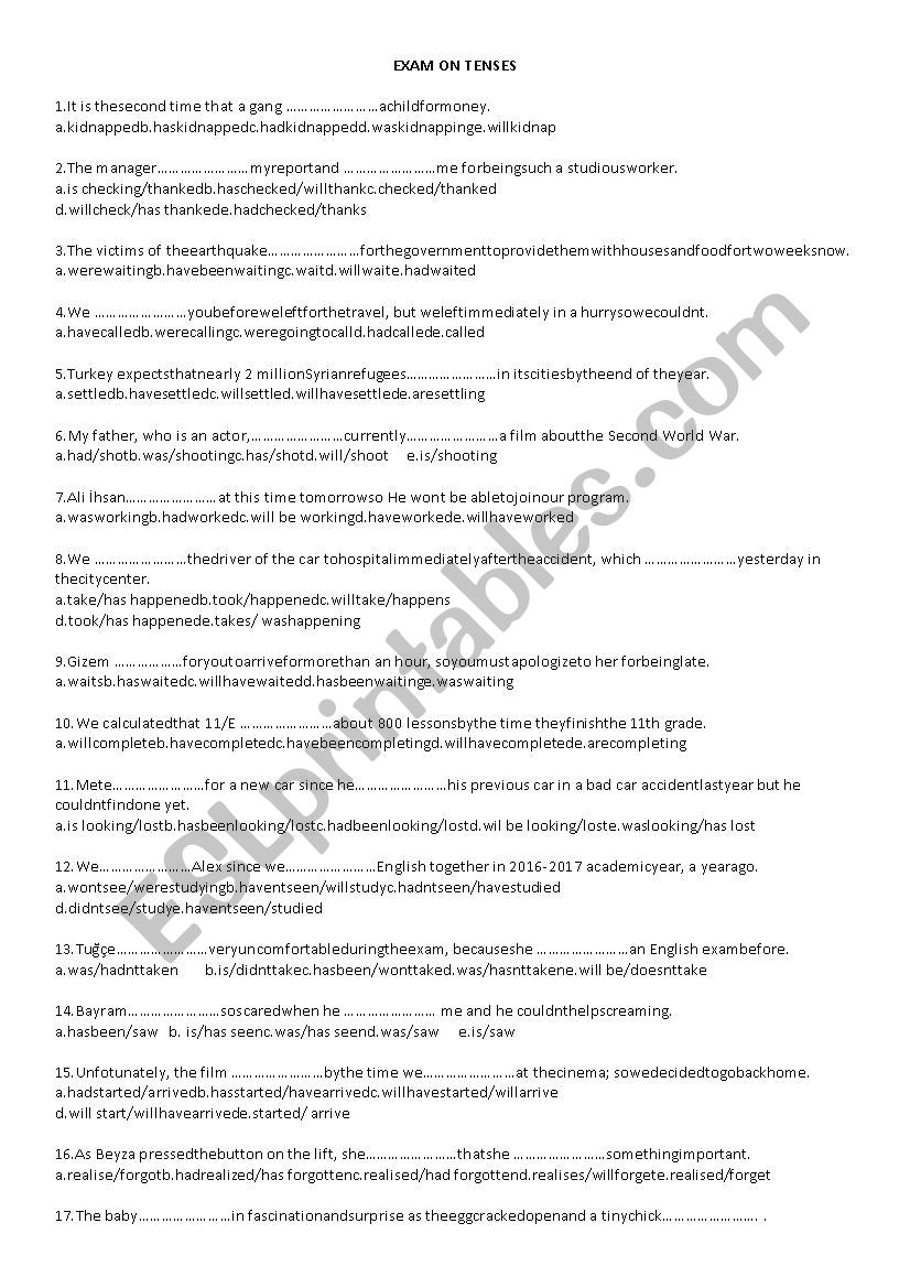 all tenses mixed worksheet