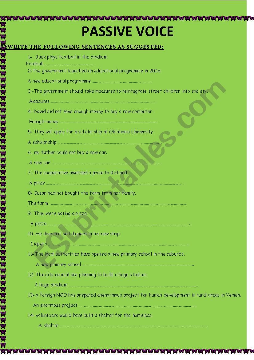 PASSIVE VOICE worksheet