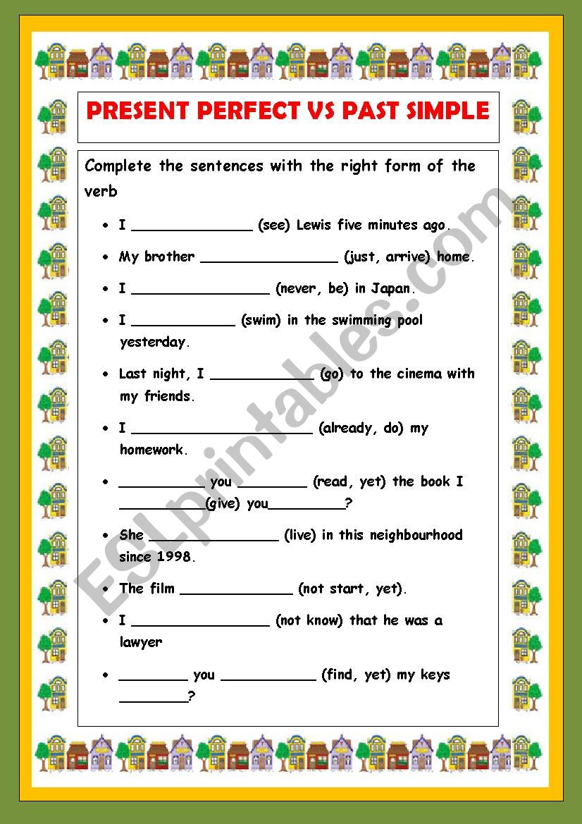 PRESENT PERFECT VS PAST SIMPLE - ESL worksheet by carballada2