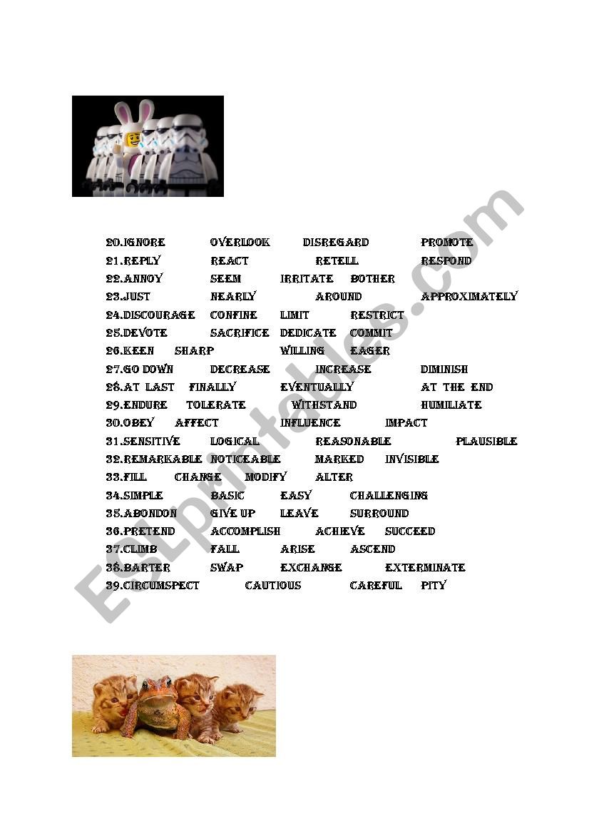 Circle The Odd One Out Synonym Esl Worksheet By Source