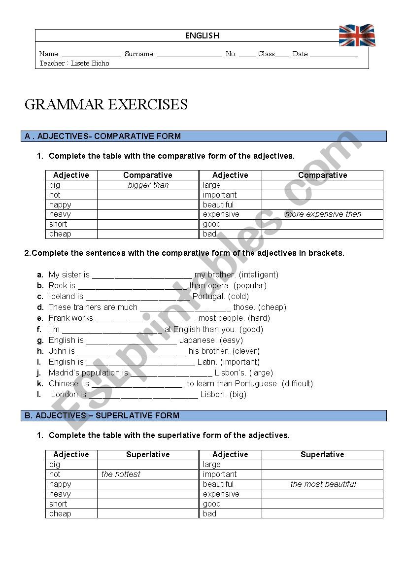 Adjectives- comparative&superlative