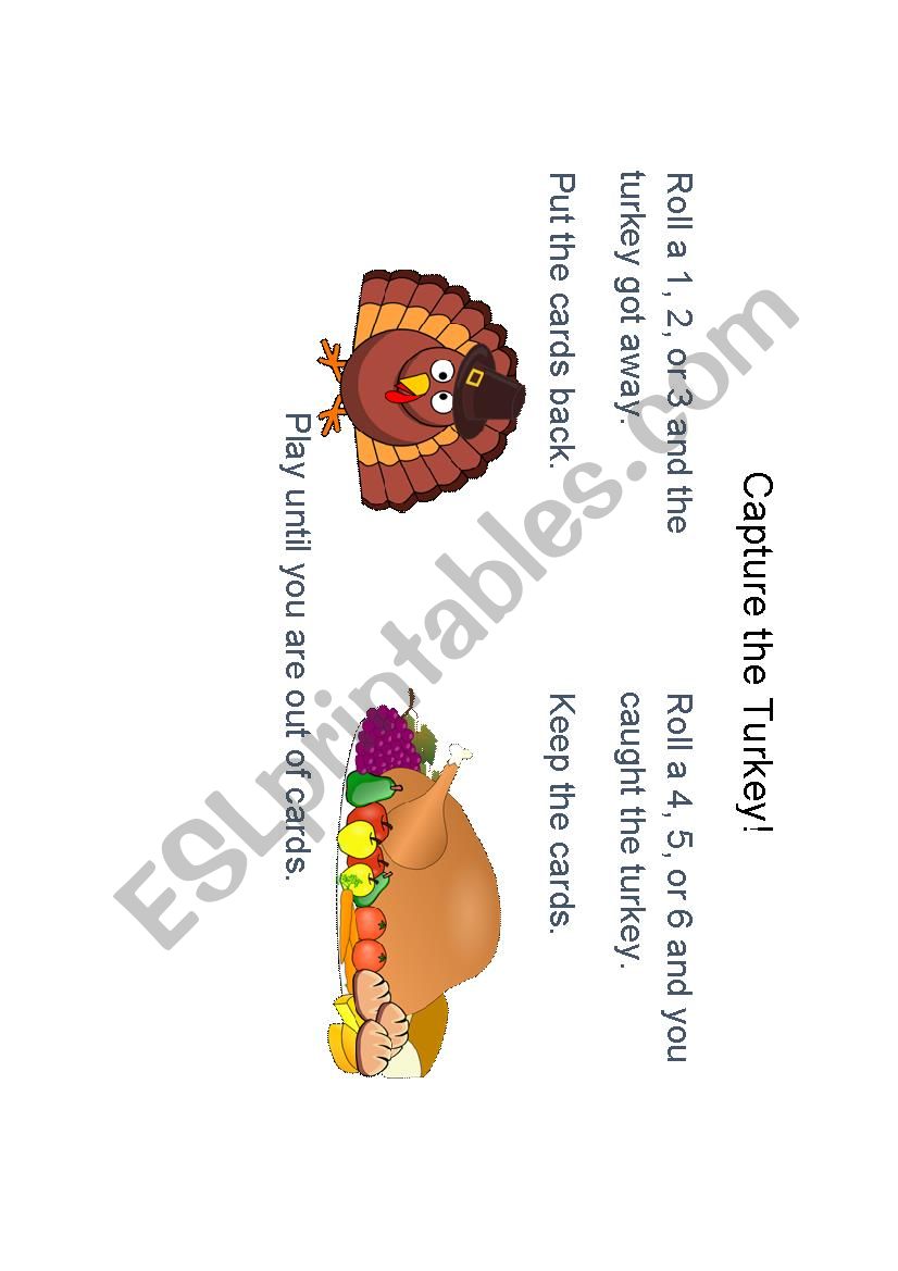 Capture The Turkey Game worksheet