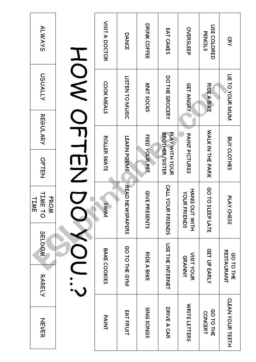 How often do you? worksheet