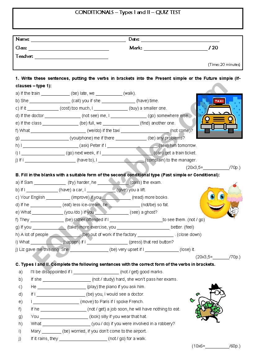 Quiz test_Conditionals worksheet