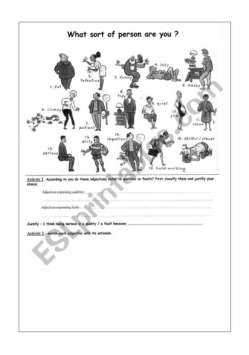What sort of person are you? worksheet