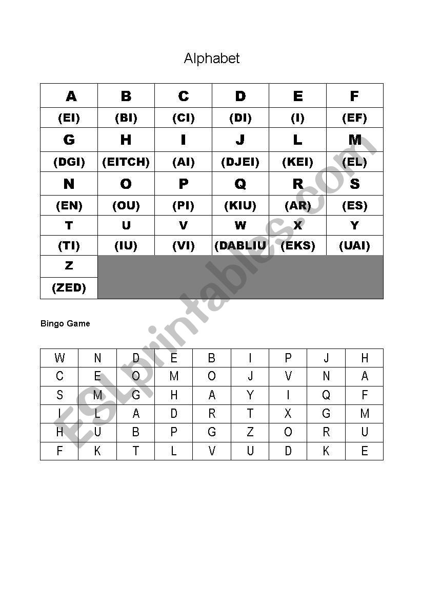 Alphabet worksheet