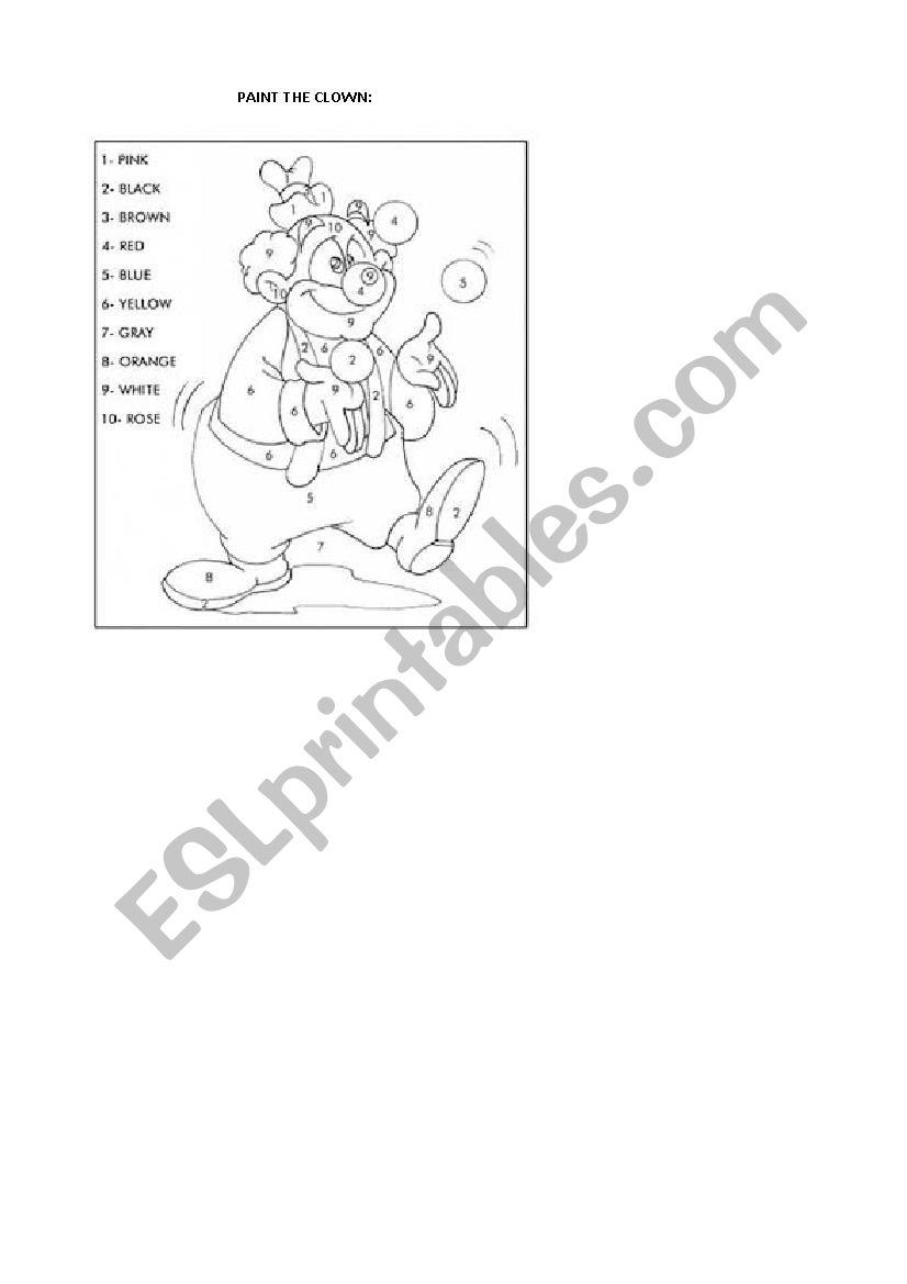 Colours worksheet