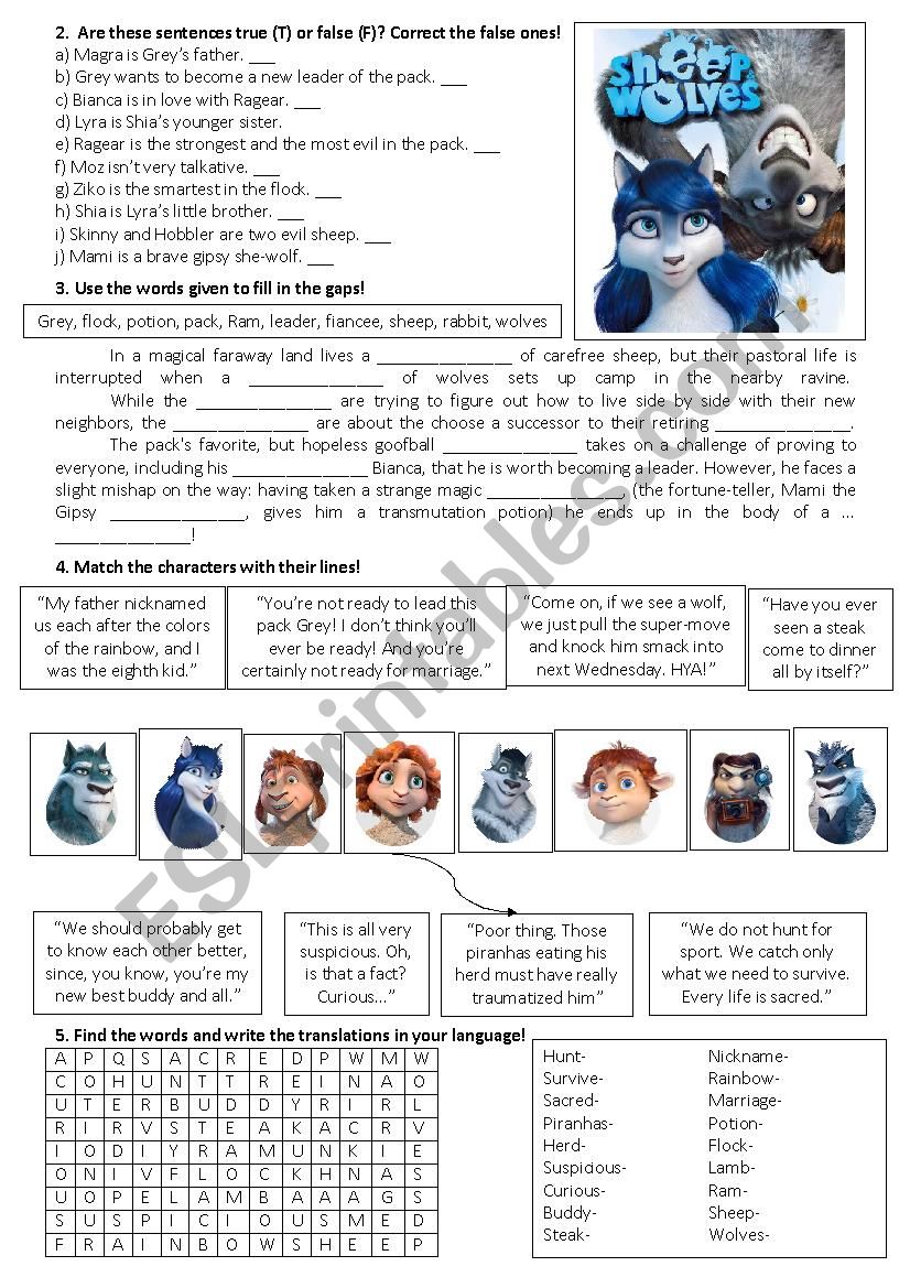Sheep and Wolves Movie Worksheet