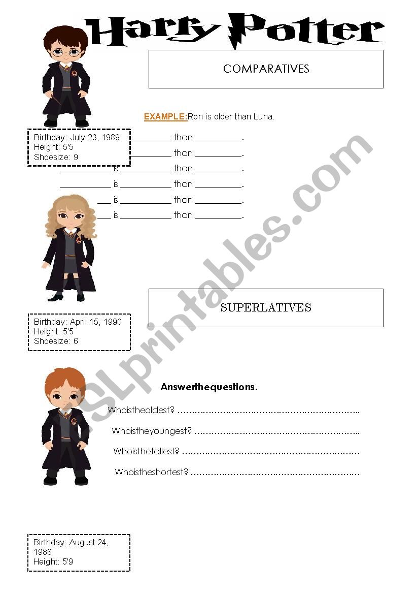 COMPARATIVES AND SUPERLATIVES worksheet