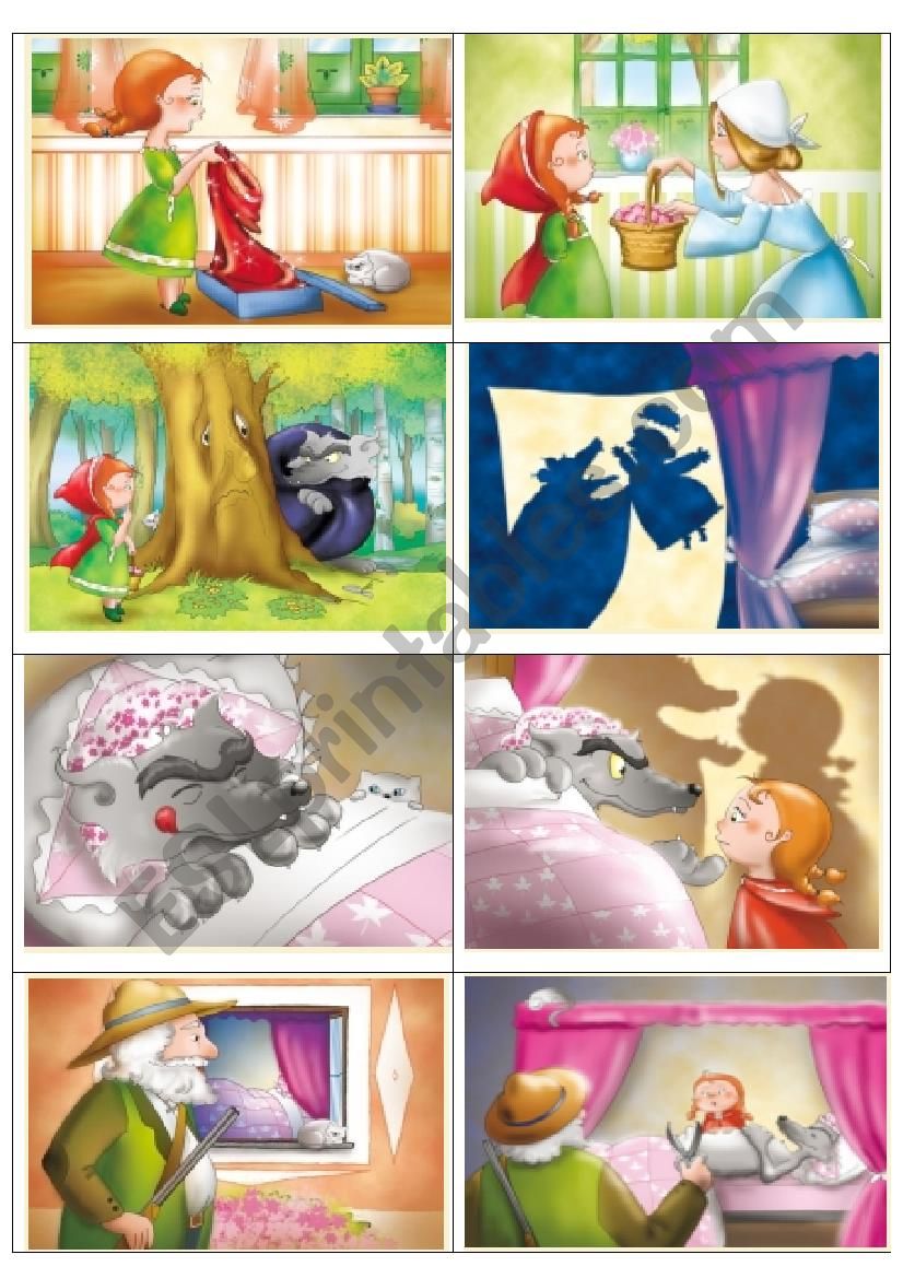 Little Red Riding Hood Flashcard Story Esl Worksheet By Tunisian