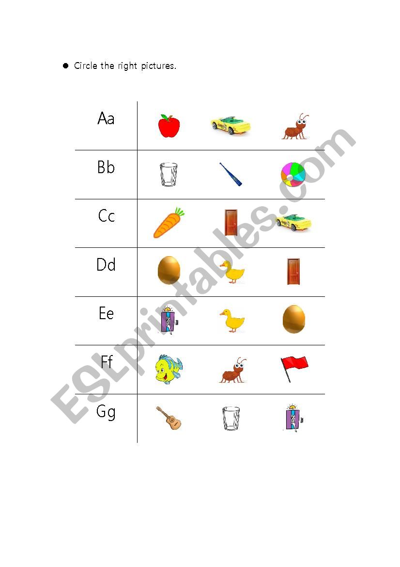 Phonics Match worksheet