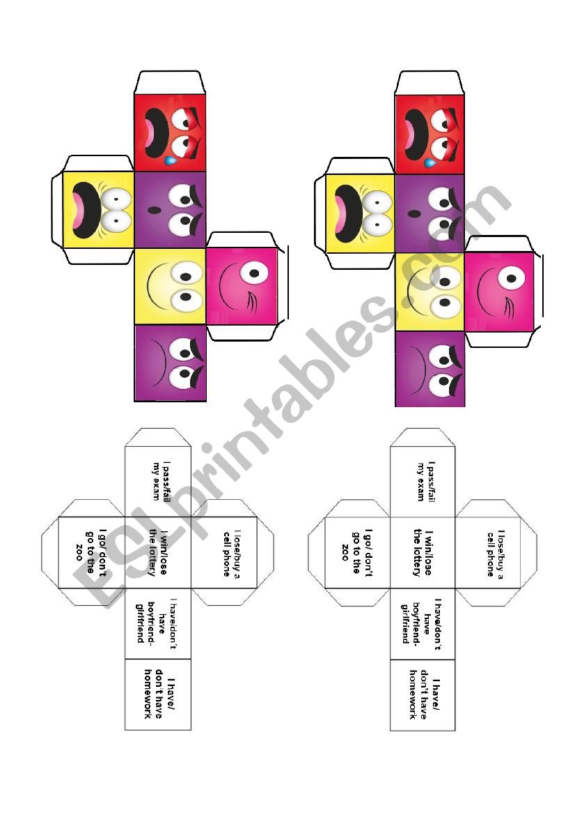 EMOTIONS DICE worksheet