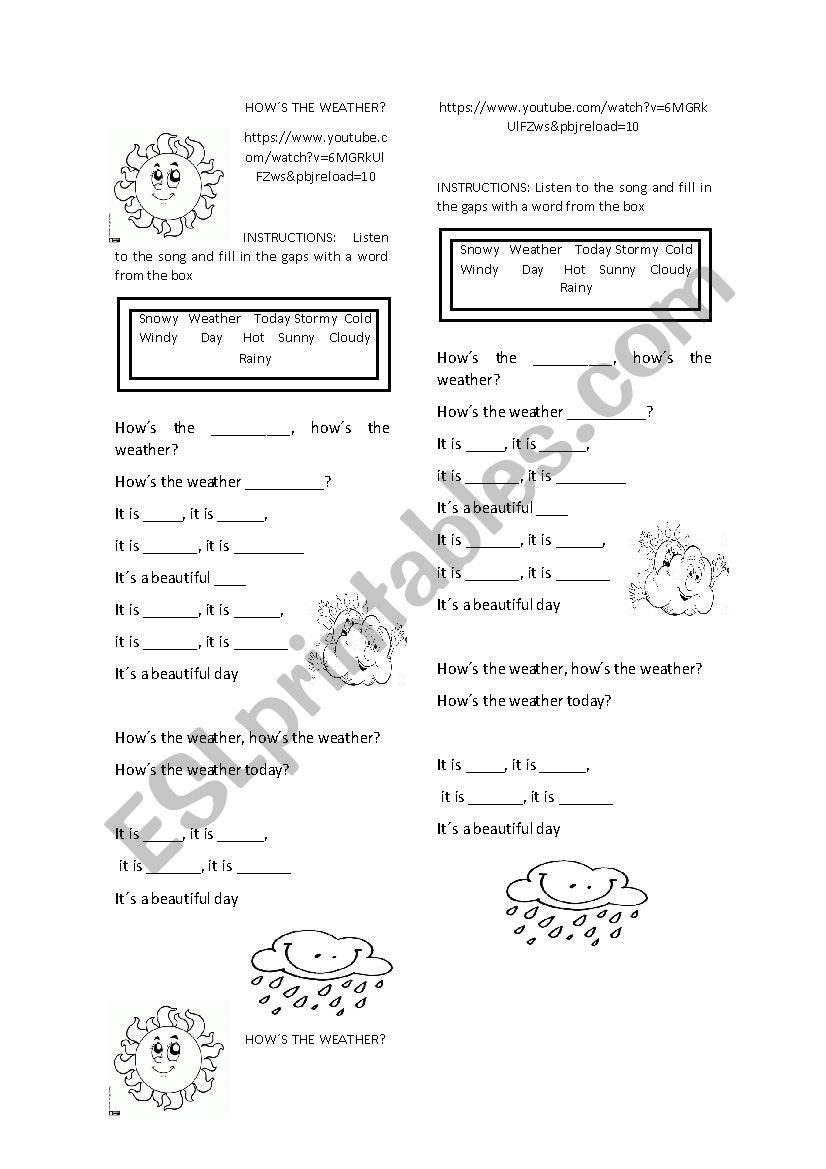 Weather song worksheet