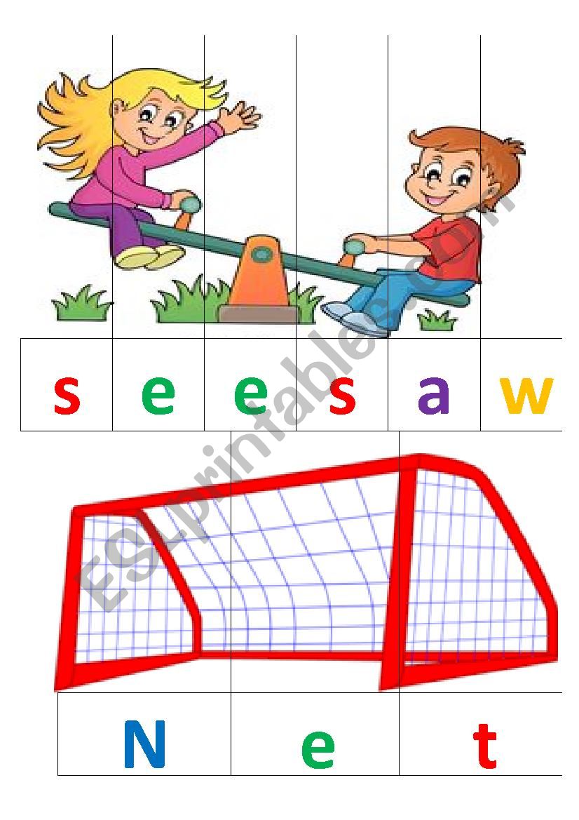 In the park worksheet