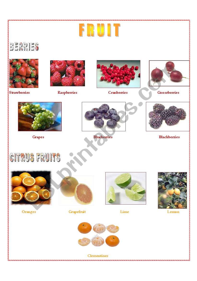 Rich Fruit Collection  worksheet