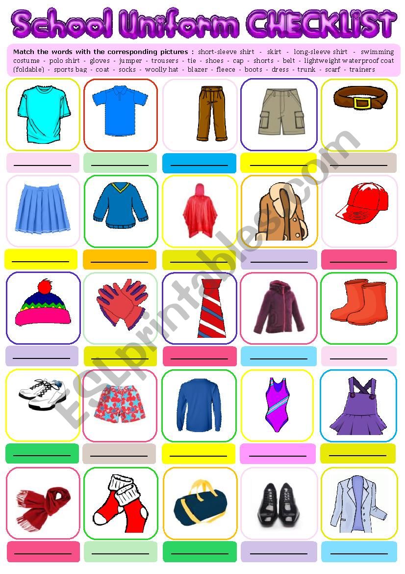 School Uniform Checklist + KEY