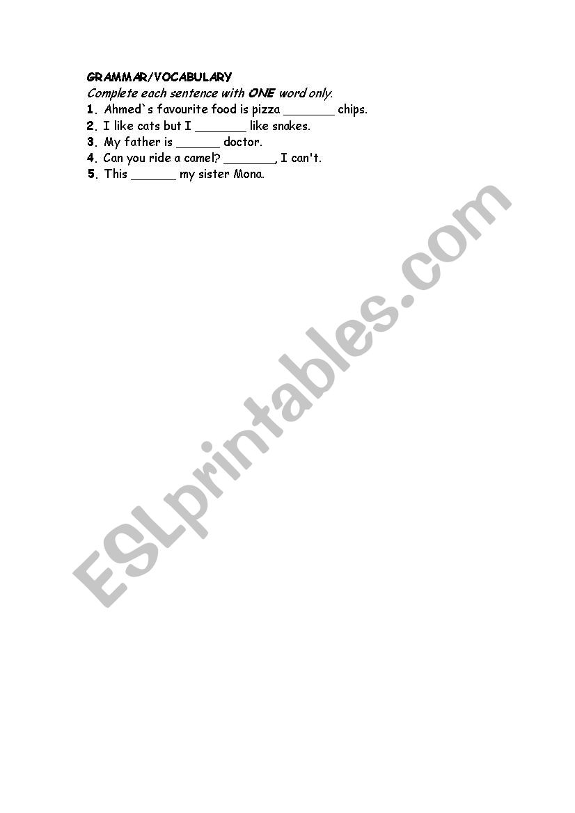 grammar worksheet