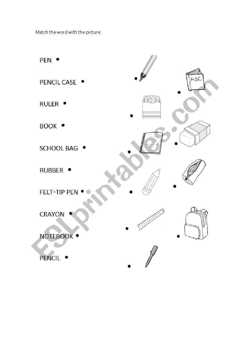 School objects worksheet