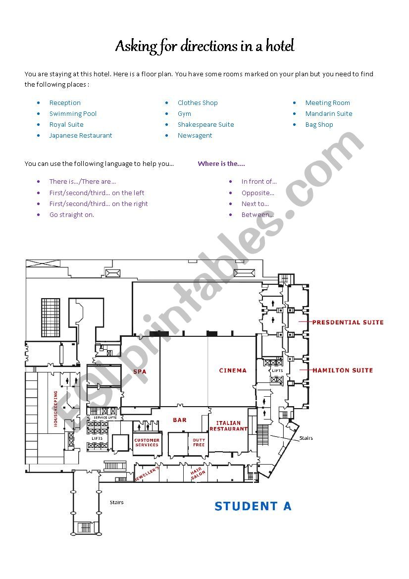 Asking for directions in a hotel