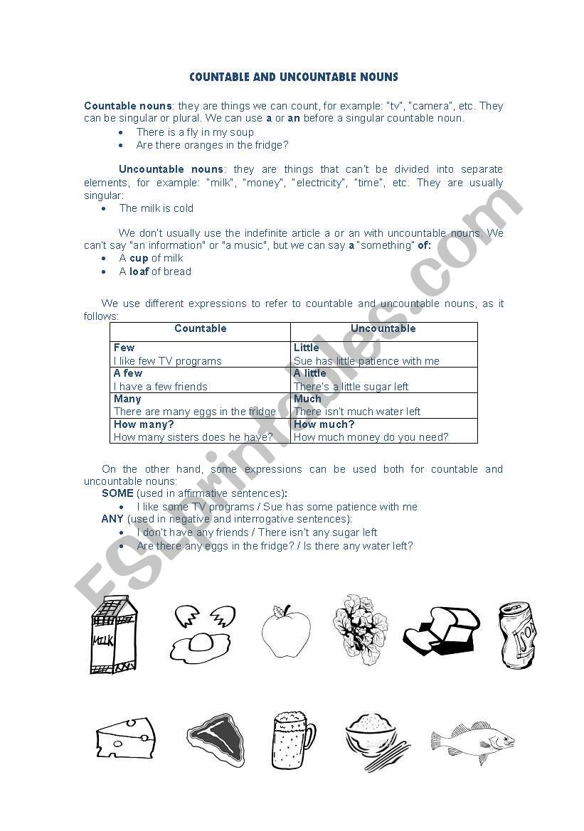 Countable x Uncountable worksheet