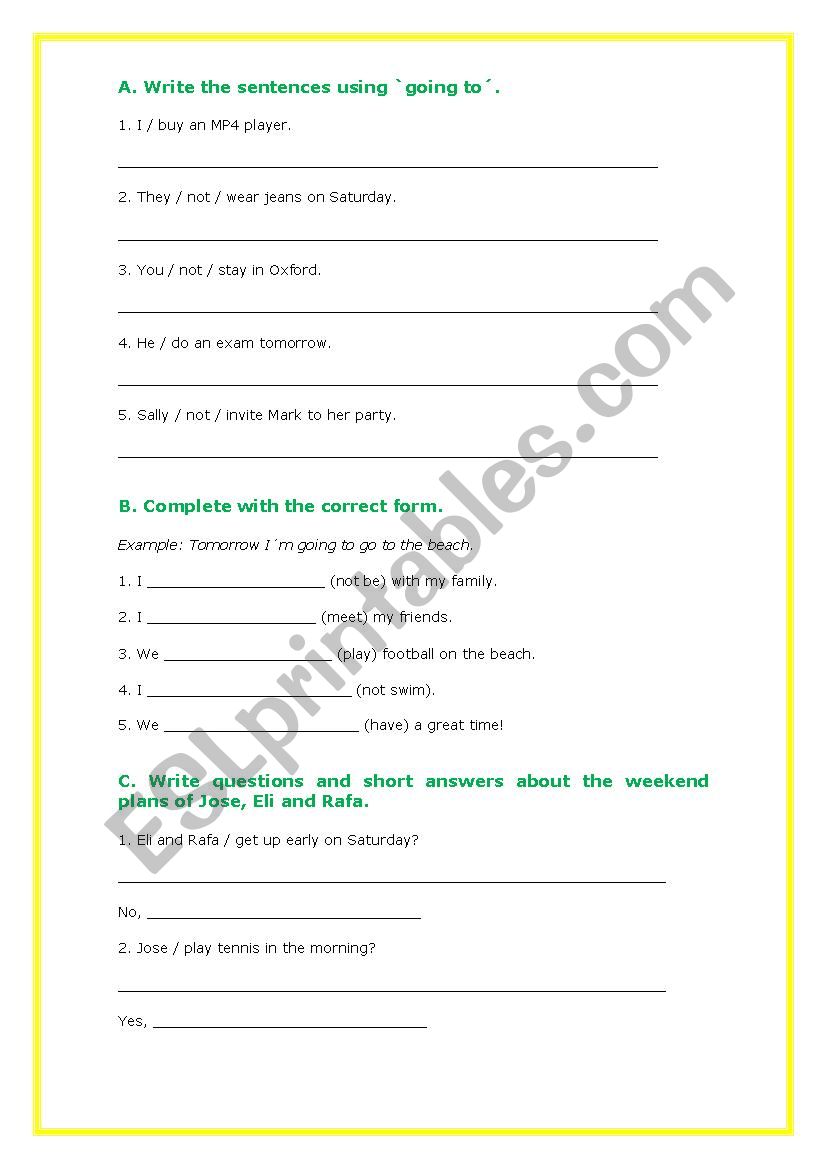 BE GOING TO - EXERCISES worksheet