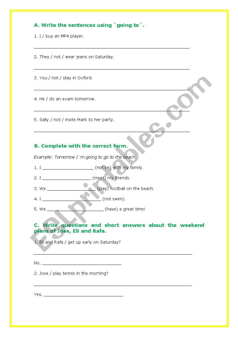 BE GOING TO - EXERCISES worksheet