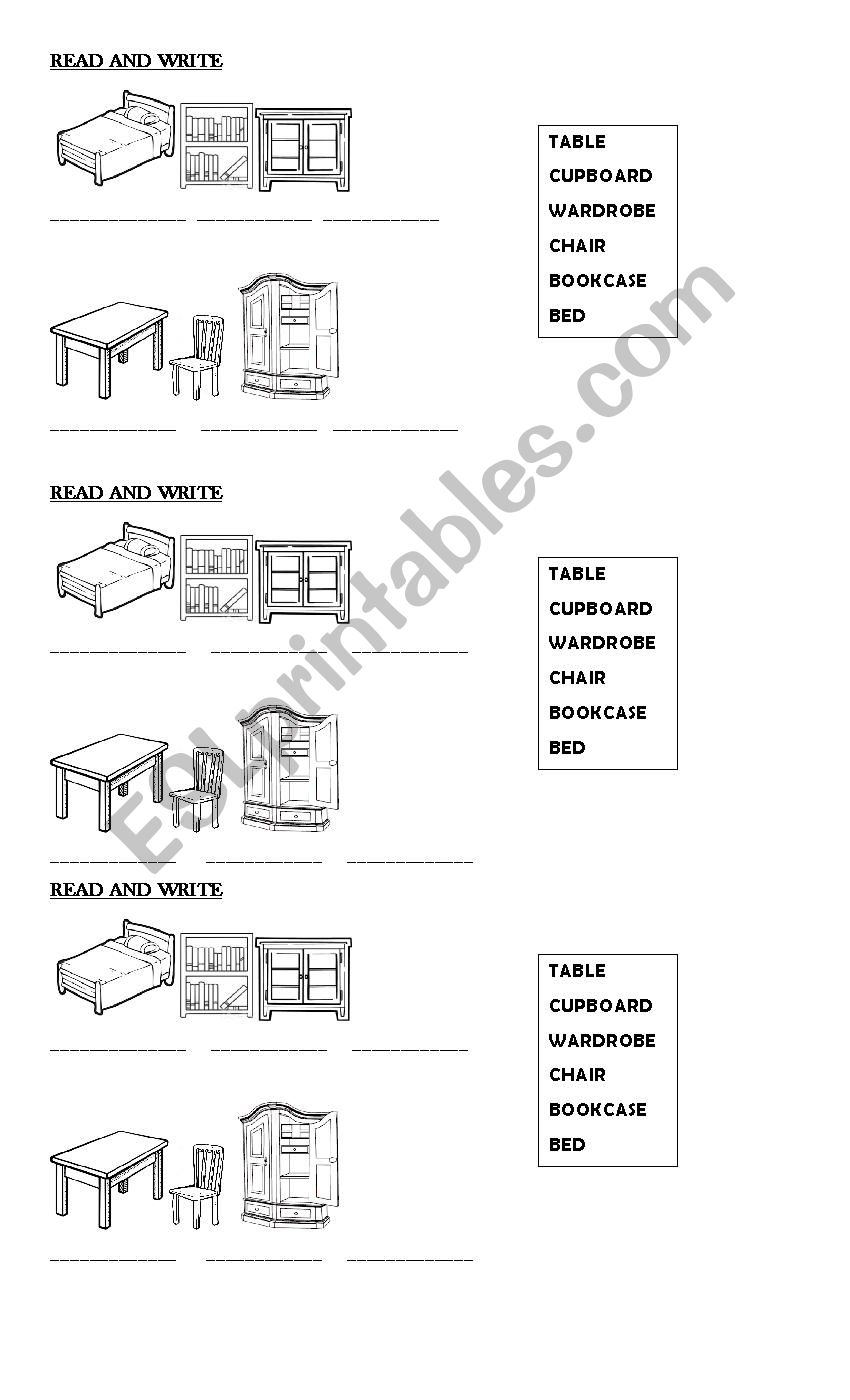 In the house worksheet