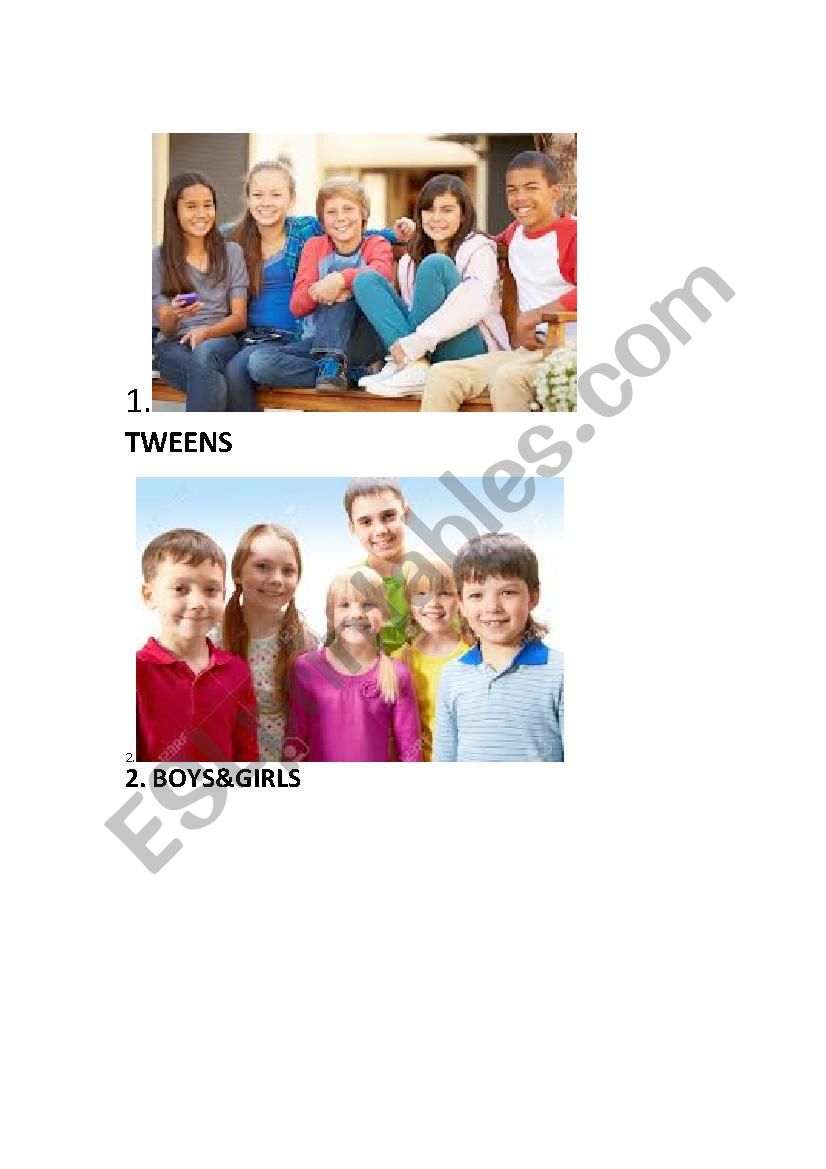 teens and tweens worksheet