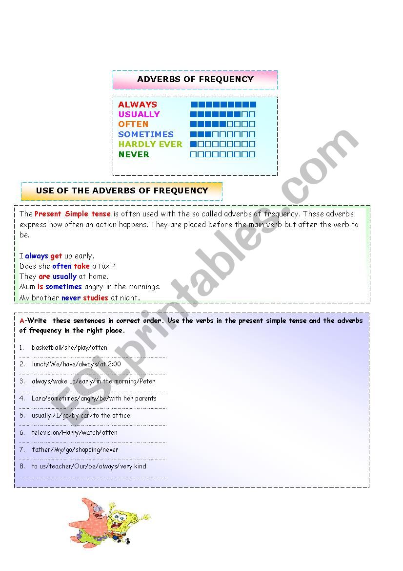 ADVERB OF FREQUENCY worksheet