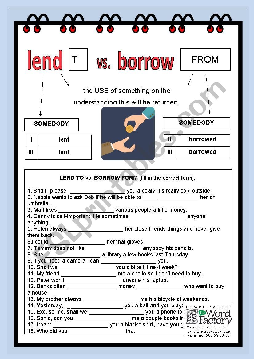 Lend or Borrow worksheet