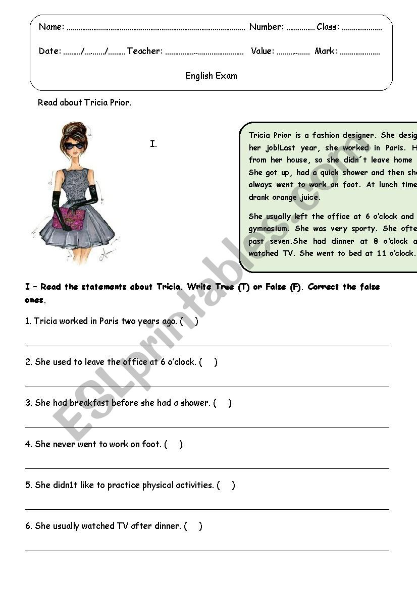JaneÂ´s Life Last Year worksheet