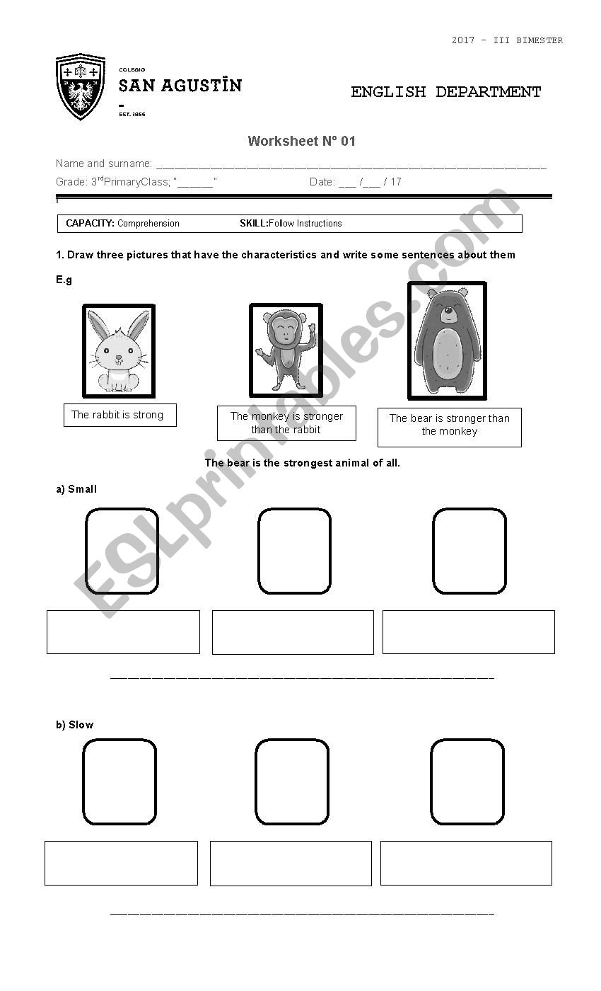 Comparative and Superlatives worksheet