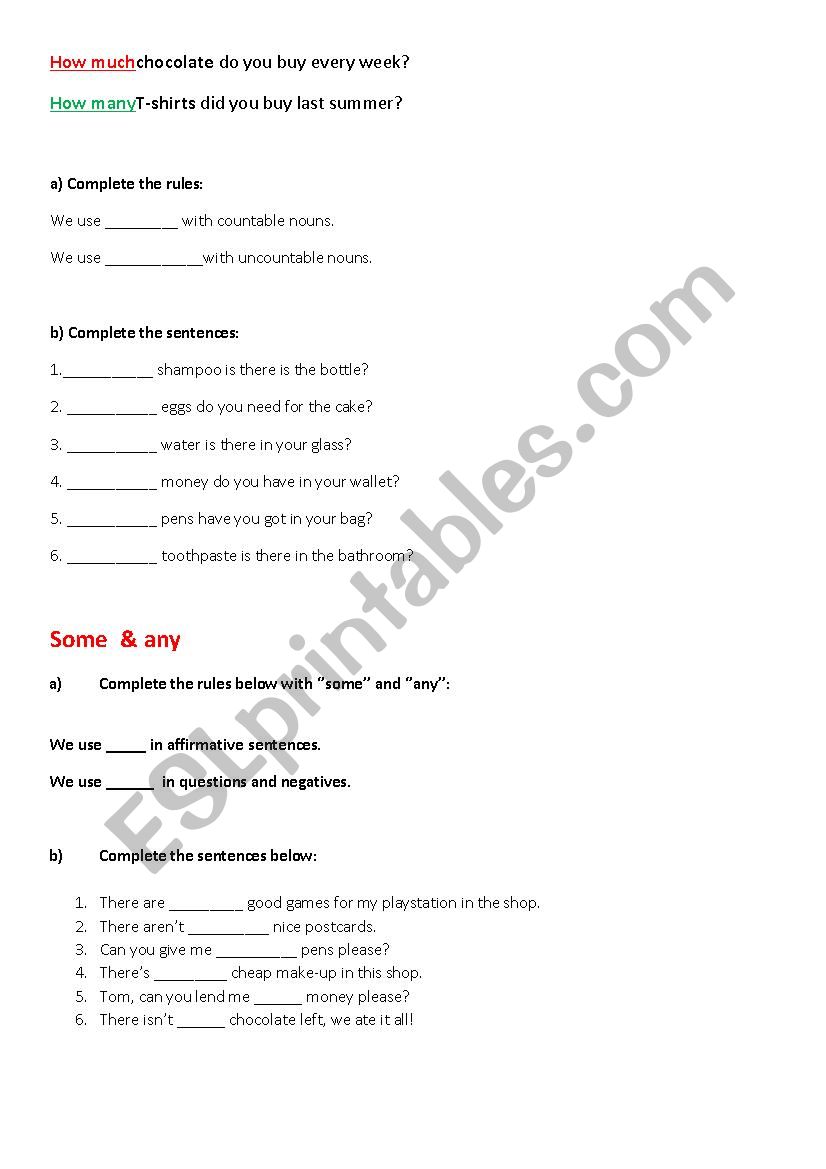 elementary countable and uncountable nouns review