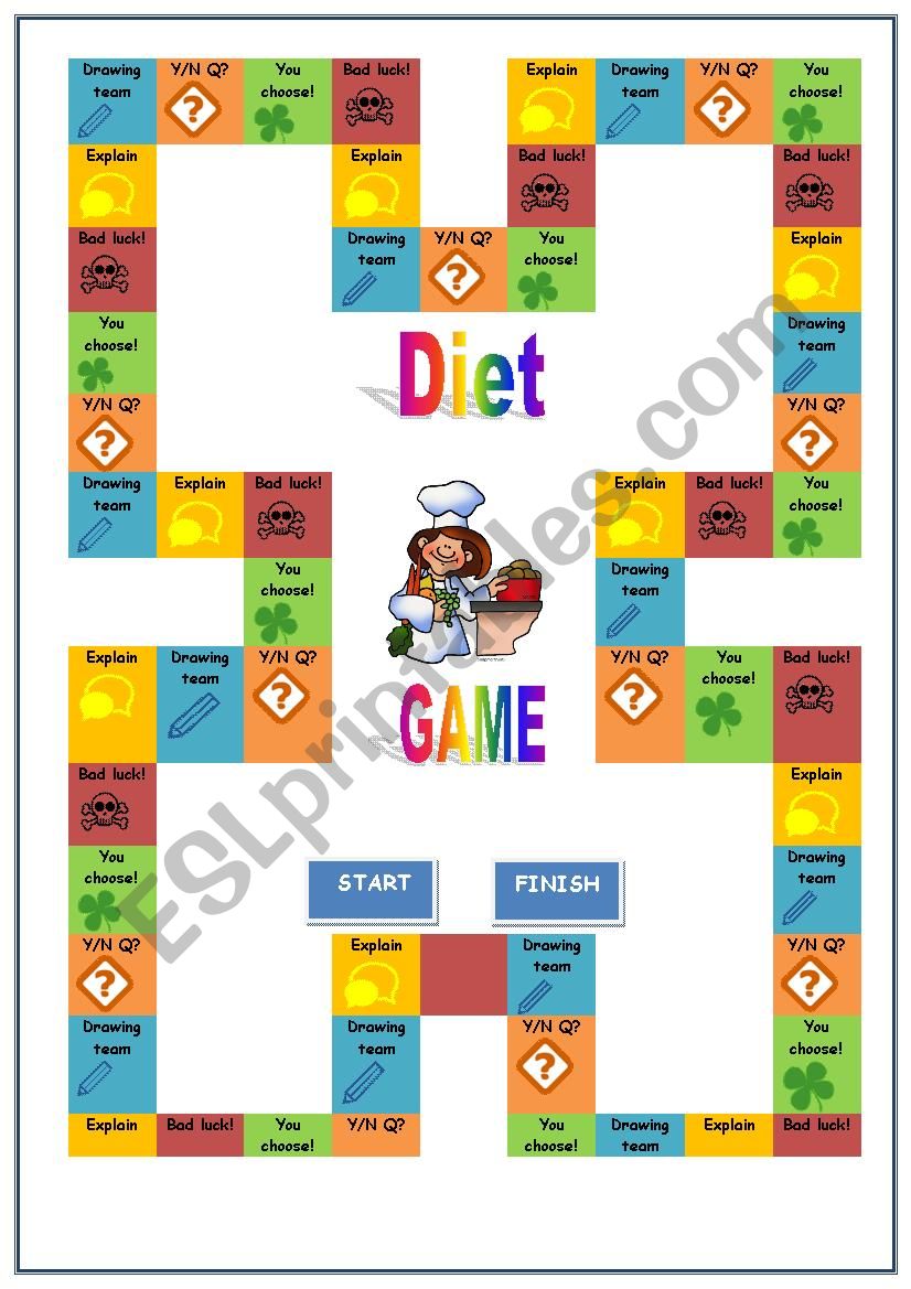 NUTRITION GAME BOARD worksheet