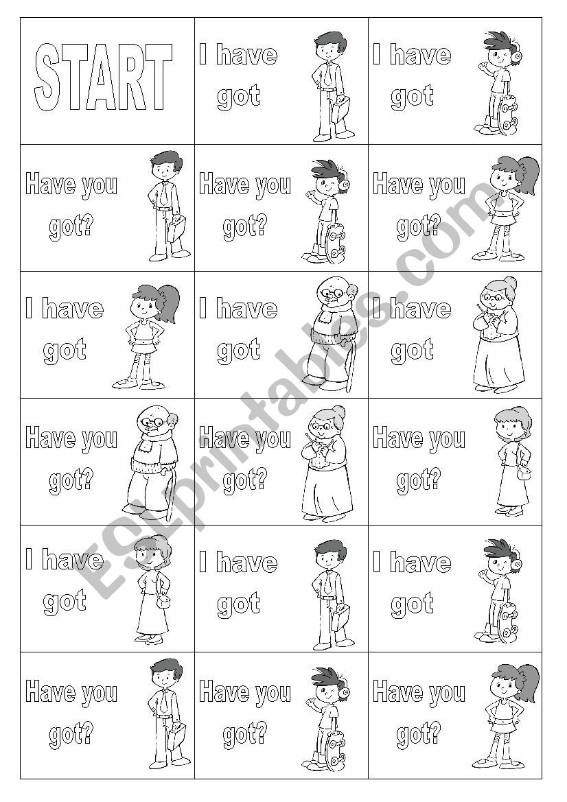 Family and have got card game worksheet