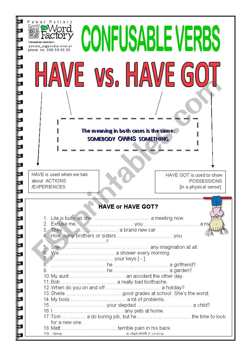 Have or Have Got worksheet