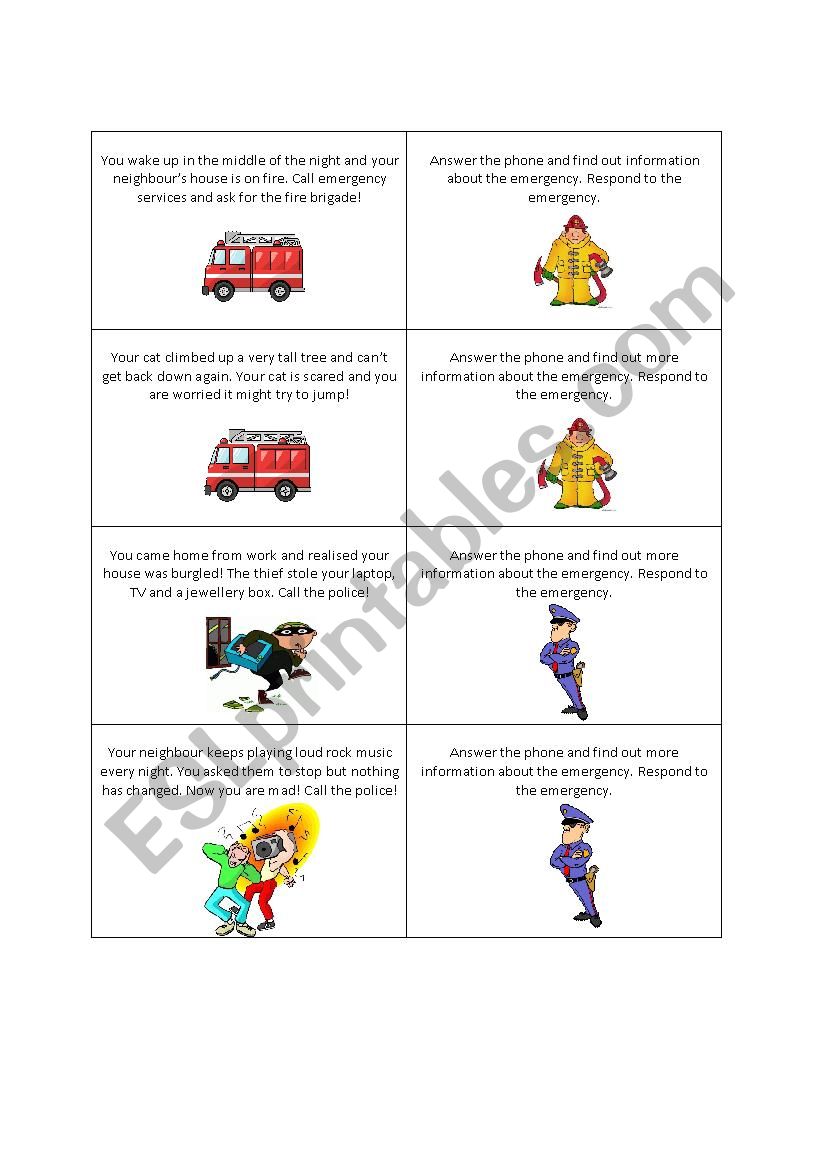 Emergency worksheet